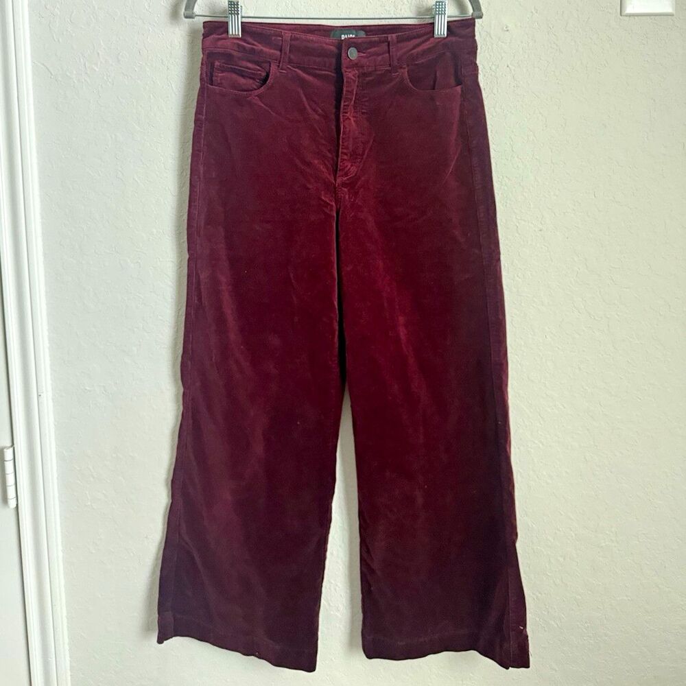 PAIGE Women’s Burgundy Corduroy Wide-Leg Mid Rise 5-Pocket Jeans Size 29